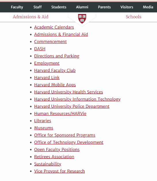 سایت دانشگاه هاروارد